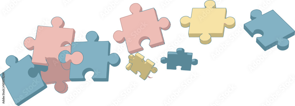 Poster minimalist abstract puzzle pieces separating vector