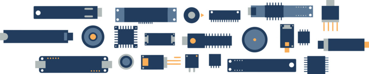 Minimalist Flat Vector Electronic Sensor Modules