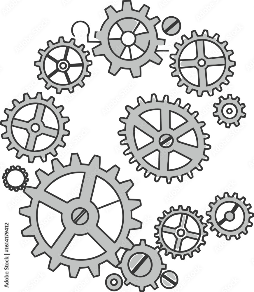 Poster minimalist vector clock gears in spiral form