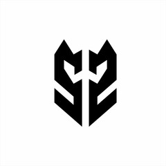 Abstract S2 logo design with crown and spear concept.