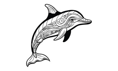 Dolphin t shirt design silhouette and vector line art Elegant Dolphin Line Art for Beachwear, Posters, and Creative Projects