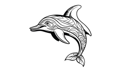 Obraz premium Dolphin t shirt design silhouette and vector line art Elegant Dolphin Line Art for Beachwear, Posters, and Creative Projects