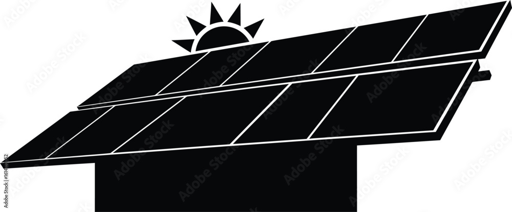 Poster abstract geometric solar panel array silhouette with sun vector