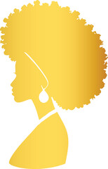 Golden Afro Woman Silhouette for Beauty Design

