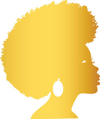 Golden Afro Woman Silhouette Vector Artwork

