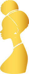 Golden Afro Woman Silhouette in Minimal Art Style

