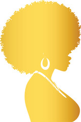 Decorative Golden Afro Woman Silhouette Vector

