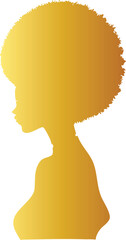 Golden Afro Woman Portrait Silhouette Vector

