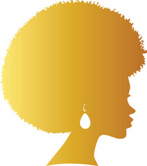 Minimalist Golden Afro Woman Silhouette Illustration

