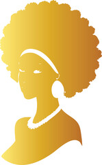 Golden Afro Woman Silhouette on White Background

