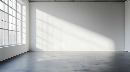 A Picture of an empty gallery space Showimg an Empty white wall Concrete flor Staight shot