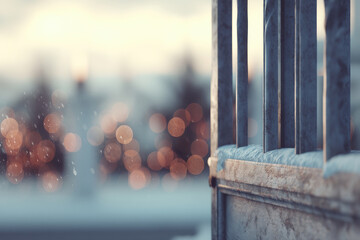 enchanting winter scene featuring ancient church gates blanketed in snow