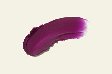 Cosmetic beauty make up product deep matt swatch sample . Lipstick smudge purple fuchsia claret...