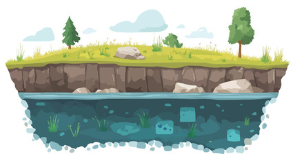 Underground Water Section Landscape Vector Illustration