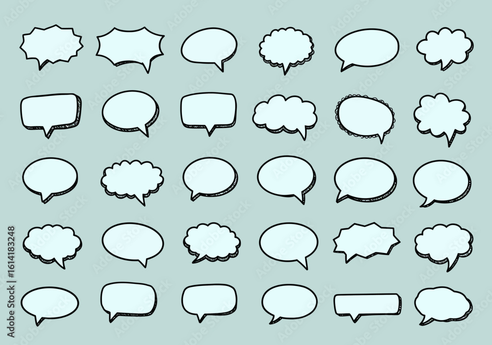 Aufkleber a collection of hand drawn speech bubbles and thought clouds for communication and expression design