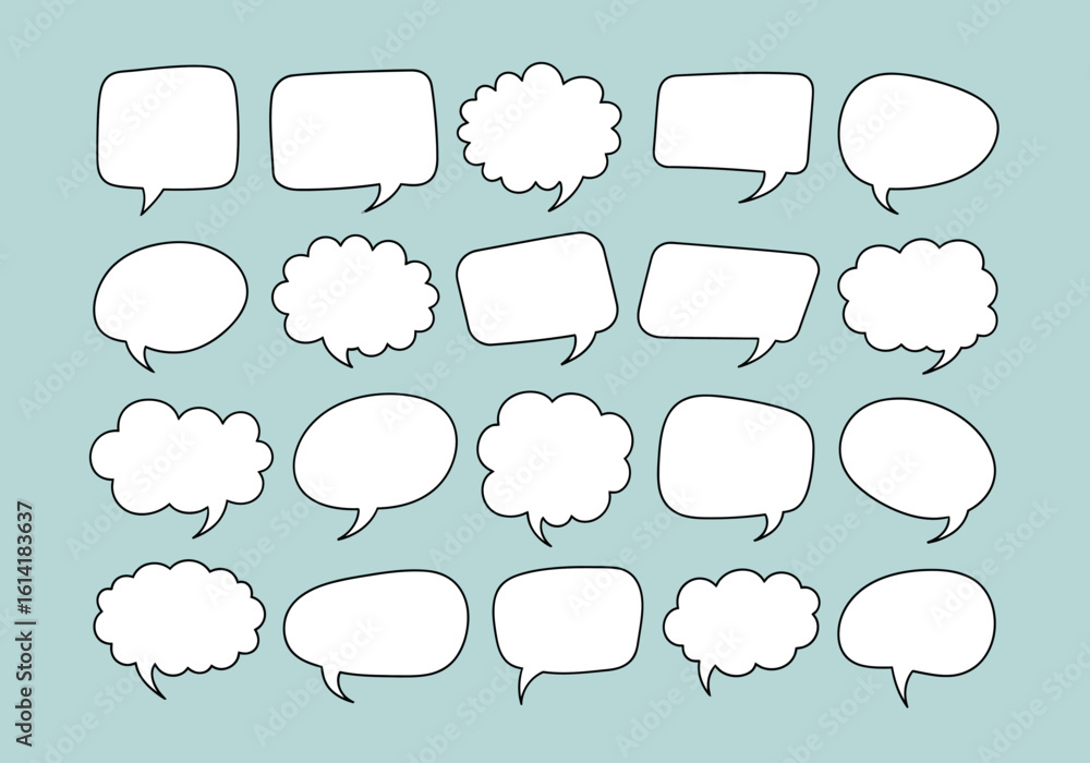 Aufkleber a collection of hand drawn speech bubbles and thought bubbles representing communication ideas and c