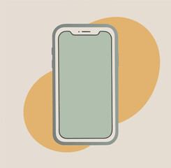 Simple icon of a vibrating smartphone with abstract shapes.