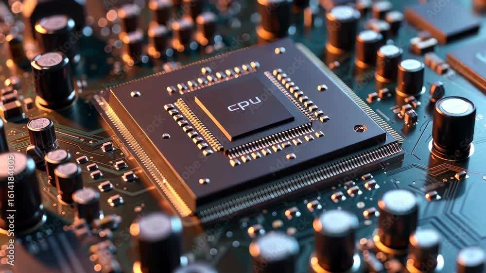Poster microchip technology: a close-up, captivating look at a state-of-the-art central processing unit (cp