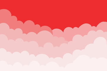 Indonesia Independence Day Background with Flat Paper Clouds in Red and White background illustration
