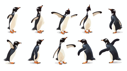 Penguin Characters in Various Actions Set