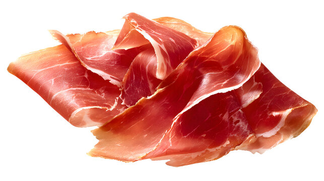 Sliced prosciutto crudo isolated on a white background