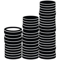 Three stacks of coins in ascending order of height