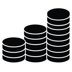 Three stacks of coins in ascending order of height