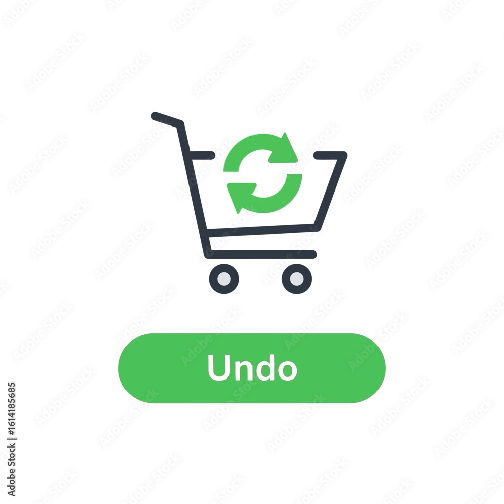 Poster shopping cart icon with recycling symbol and 