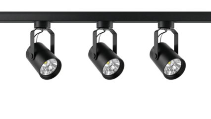 Track Lighting with 3 Lights Isolated on Transparent Background PNG