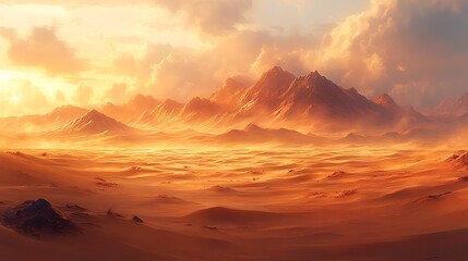 Naklejka premium Desert landscape sunrise