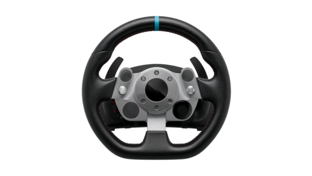 Racing Steering Wheel Front View Isolated on Transparent Background PNG