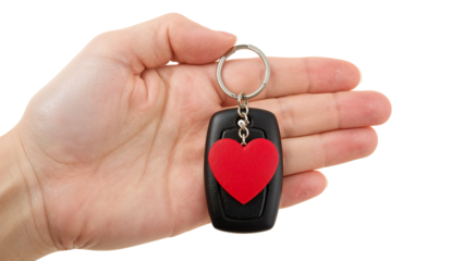 Heart Keychain Isolated on Transparent Background PNG
