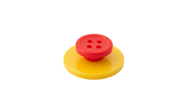 Yellow Button with Red Center Isolated on Transparent Background PNG