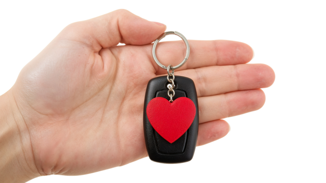 Heart Keychain Isolated on Transparent Background PNG