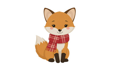 Cartoon Fox with Scarf - Isolated on Transparent Background PNG
