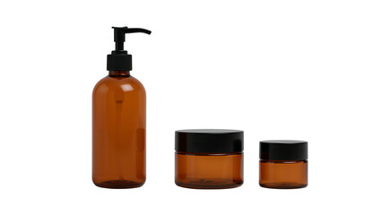 Amber Glass Bottles and Jar - Isolated on Transparent Background PNG