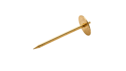 Gold Push Pin - Isolated on Transparent Background PNG