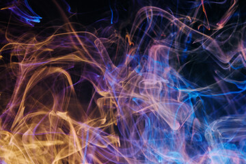 A mixture of colorful ink swirls in water on a black background. Abstract concept photo
