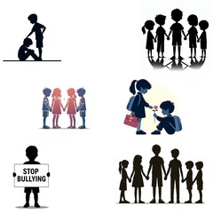 United Against Bullying – Silhouetted Children in Solidarity


