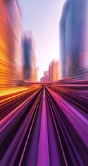 City street, fast speed, motion blur, sunrise, urban transport