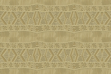Ethnic beige background, banner, tribal cover design, mural. Geometric embossed art pattern, doodling, zentangle, handmade. Ornaments of the East, Asia, India, Mexico, Aztec, Peru.