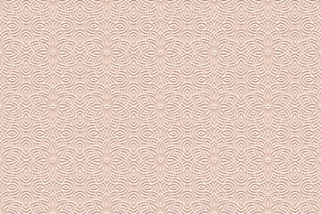 Ethnic pink background, banner, tribal cover design, wallpaper, mural. Geometric embossed floral boho pattern, handmade. Tribal ornaments of the East, Asia, India, Mexico, Aztec, Peru.