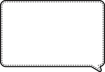 角丸、横長長方形の黒いふきだし。内側に破線が沿っている。広いテキストスペース
