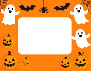 Halloween frame with ghosts, bats, and spiders