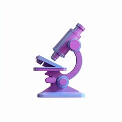 Stylized 3 D render of a purple and blue microscope