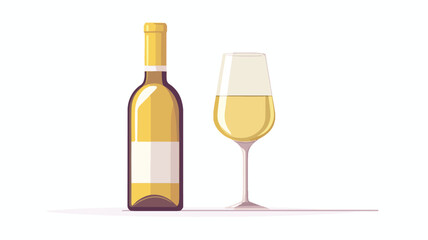 Elegant white wine bottle and glass