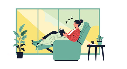 Relaxing Afternoon Nap With a Good Book In a Cozy Room Environment