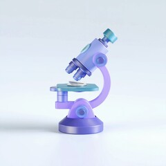 Stylized purple and blue microscope on white background