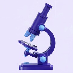 Stylized deep purple microscope with blue accents science