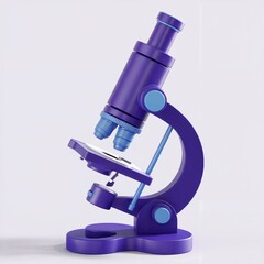 Stylized purple microscope with blue accents on white